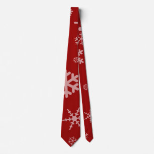 Corbata Tiempos rojos con copos de nieve