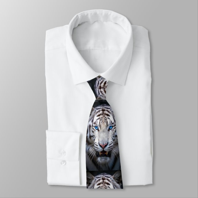 Corbata Tigre blanco con ojos azules (Atado)