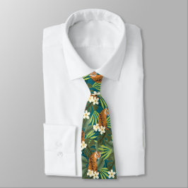 Corbata Tigre tropical Verde azulado de selva de palma en