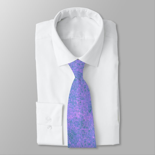 Corbata Tinte Dye Morado Abstracto Webby (Atado)