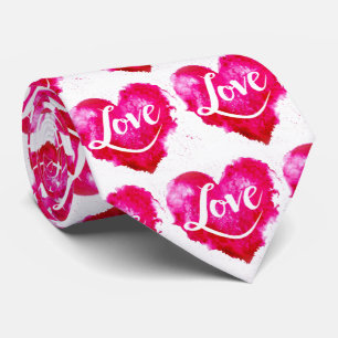 Corbata Tipografía moderna de corazón rosado y amor