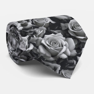 Corbata Tira de cuello de rosa blanco y negro