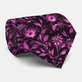 Corbata Tira de cuello floral magenta