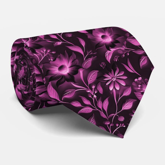Corbata Tira de cuello floral magenta (Enrollado)