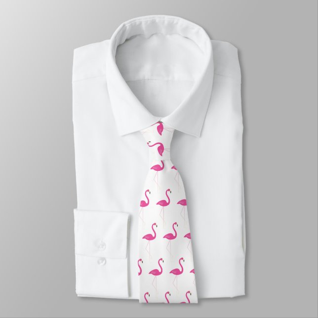 Corbata Tira de flamingo rosa y blanca (Atado)