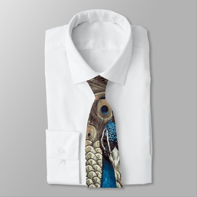 Corbata Tira de pavo real azul anticuada (Atado)