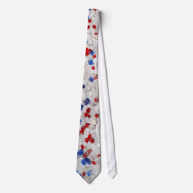 Corbata Tira de piedras de vidrio azul rojo blanco (Anverso)