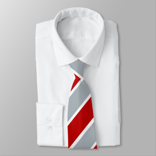 Corbata Tira de raya de plata roja y blanca (Atado)