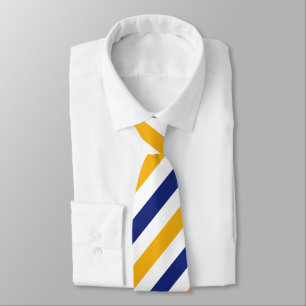 Corbata Tira de raya Regimental Azul y Oro Blanco