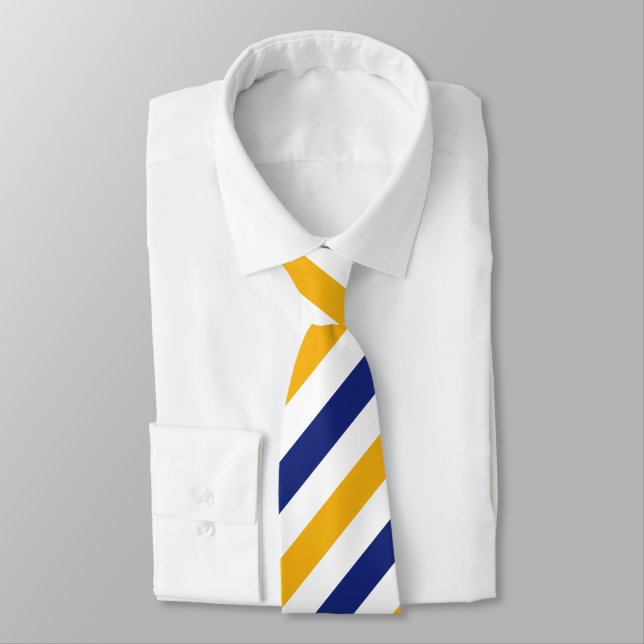 Corbata Tira de raya Regimental Azul y Oro Blanco (Atado)