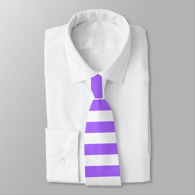 Corbata Tira de rayas moradas y blancas (Atado)