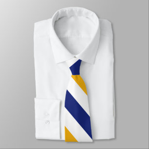 Corbata Tira de stripe de la Universidad Azul y oro blanco