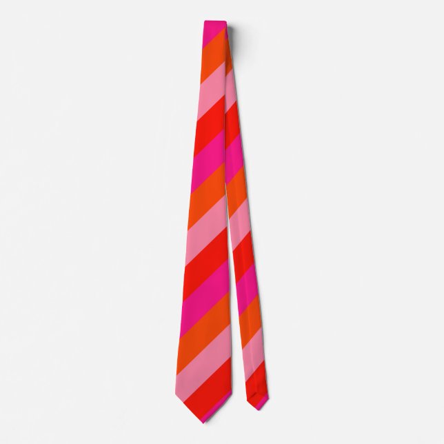 Corbata Tira Naranja rosa caliente y brillante (Anverso)