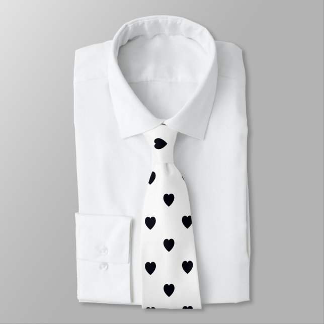 Corbata Tira para imprenta para el corazón blanco negro (Atado)