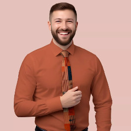 Corbata Tira rayada moderna con acentos marrones y Naranja