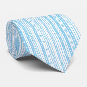 Corbata Tiras de doodle florales en azul y blanco bebé