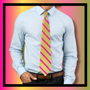Corbata Tiras rosadas y doradas calientes