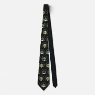 Corbata Título de doctorado en patrón negro de oro de la c