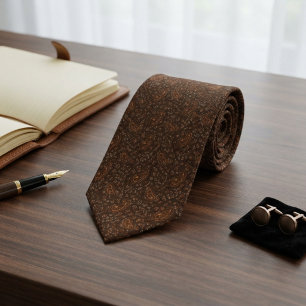 Corbata Tobacco Marrón Quemado Cobre Micro Paisley Herenci