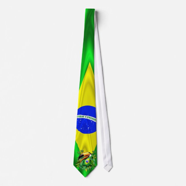 Corbata Toco Toucan con el lazo de la bandera del Brasil (Anverso)