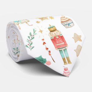 Corbata Todo Cascanueces Navidad Fiesta Blanco 