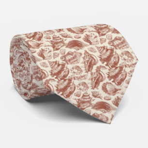 Corbata Toile Costero Vintage de Conchas en Tonos Cálidos