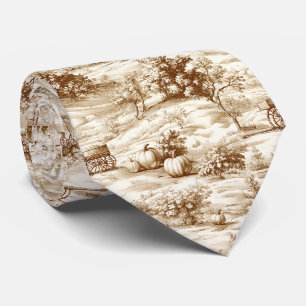 Corbata Toile de calabaza campestre en patrón sepia cálido