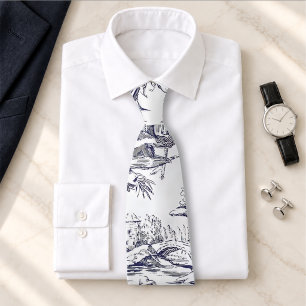 Corbata Toile de Jouy floral negro vintage