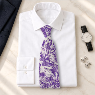 Corbata Toile de Jouy floral púrpura vintage
