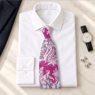 Corbata Toile de Jouy floral rosa magenta vintage