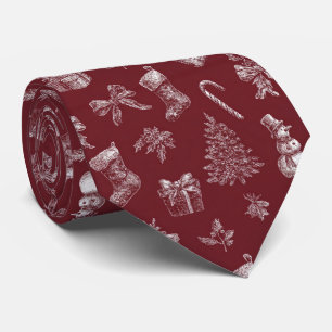 Corbata Toile de Navidad Vintage Rojo con Medias (2)