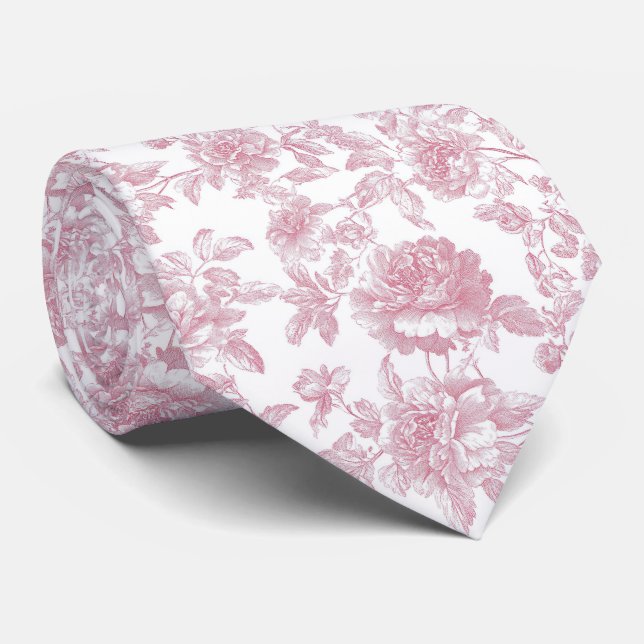 Corbata Toile floral rosa (Enrollado)