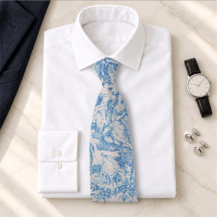 Corbata Toile jouy floral azul vintage turquesa