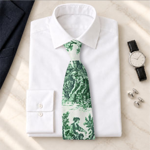 Corbata Toile Jouy Floral Verde Vintage