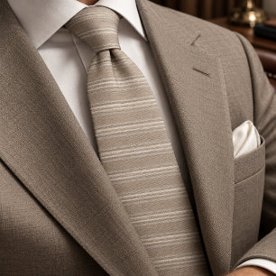 Corbata Tono Terroso Clásico y Marfil con Micro Raya