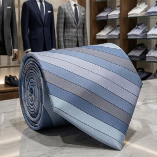 Corbata Tonos Azules Y Grises En Papel Acuático