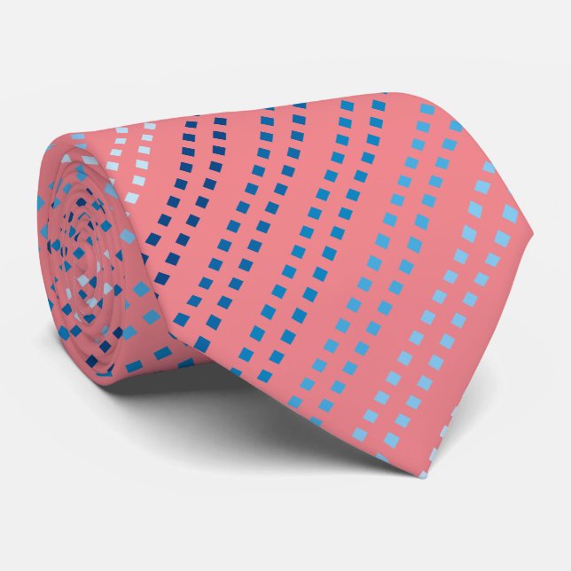 Corbata Tonos de puntos azules con fondo rosado (Enrollado)