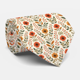 Corbata Tonos terrosos florales botánicos de otoño moderno