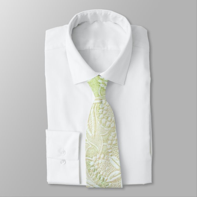 Corbata Toque de verde floral bordado (Atado)