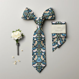Corbata Tordos Pájaros Monograma William Morris Hombres