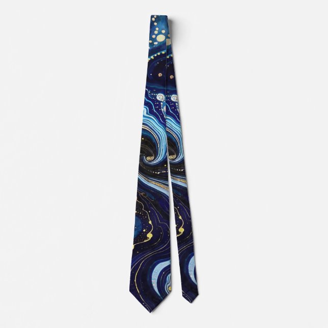 Corbata Tornados Vibrantes de Azul y Dorado 3 (Anverso)