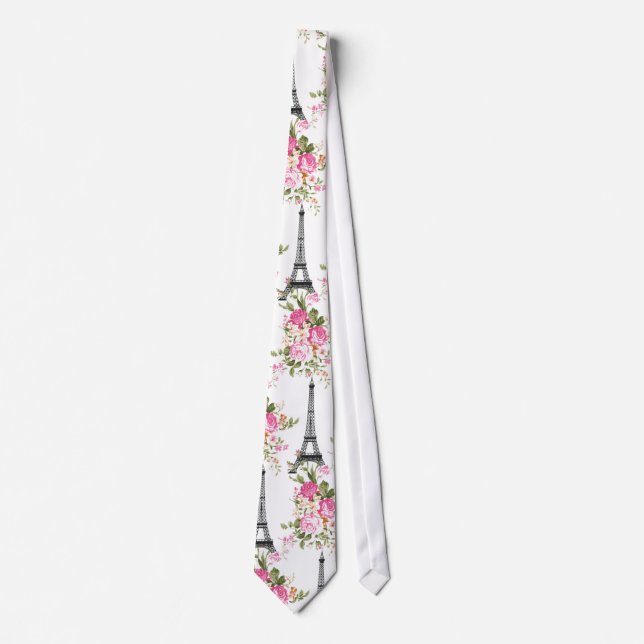 Corbata Torre Eiffel floral (Anverso)