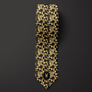 Corbata Tortoise Shell Gold Abstract Monogram Cuello