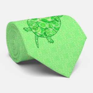 Corbata Tortuga giratoria fractal - cal y verde esmeralda