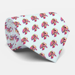 Corbata Tortuga marina rosa caprichosa y con estampado