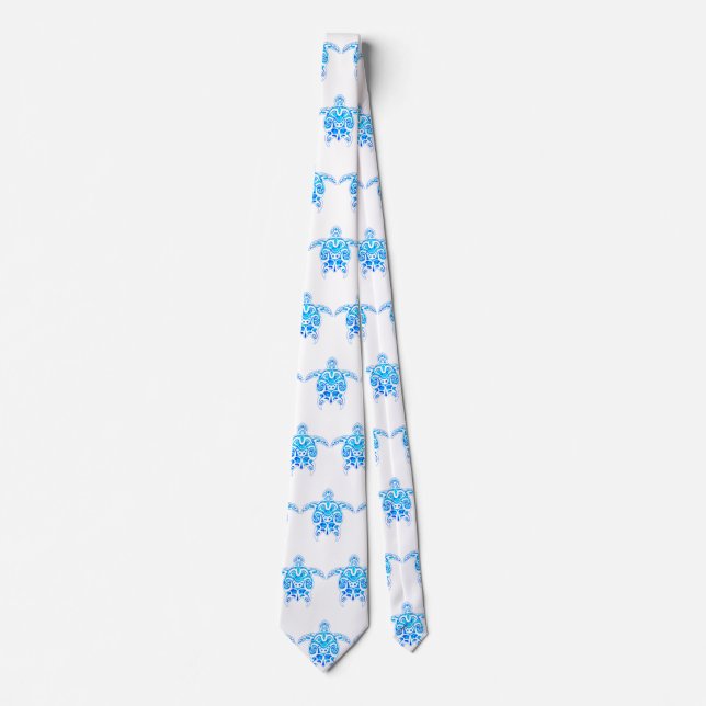 Corbata Tortuga tribal azul fresca (Anverso)