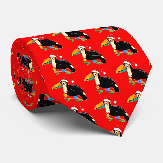 Corbata Toucan with Santa Hat Neck Tie (Enrollado)