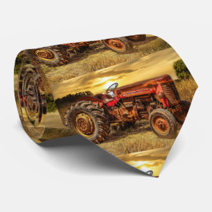 Corbata Tractor de granja rojo de vintage