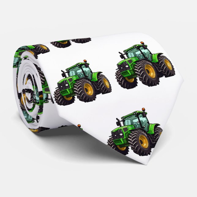 Corbata Tractor de granja verde masculino (Enrollado)