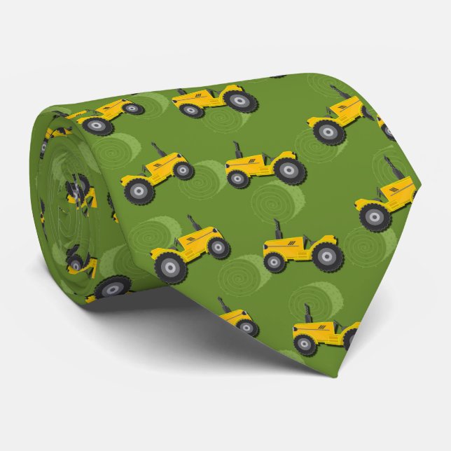 Corbata Tractor de granjas amarillas masculinas (Enrollado)